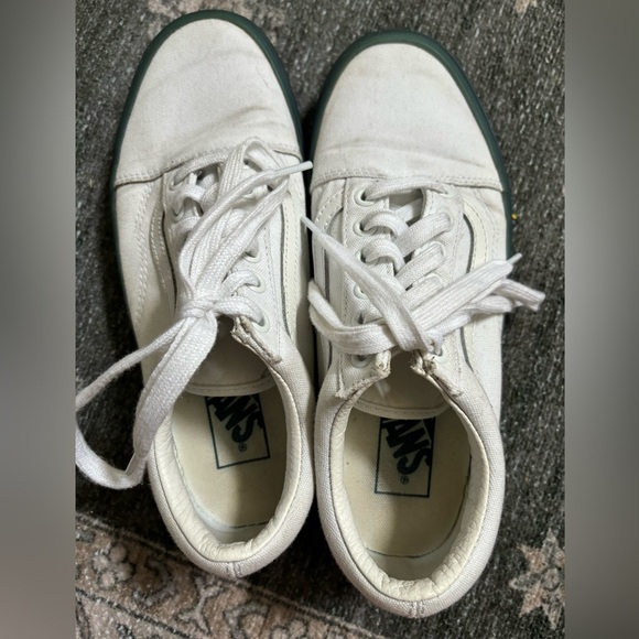 White Vans with Blue Rubber Soles - Picture 4 of 8